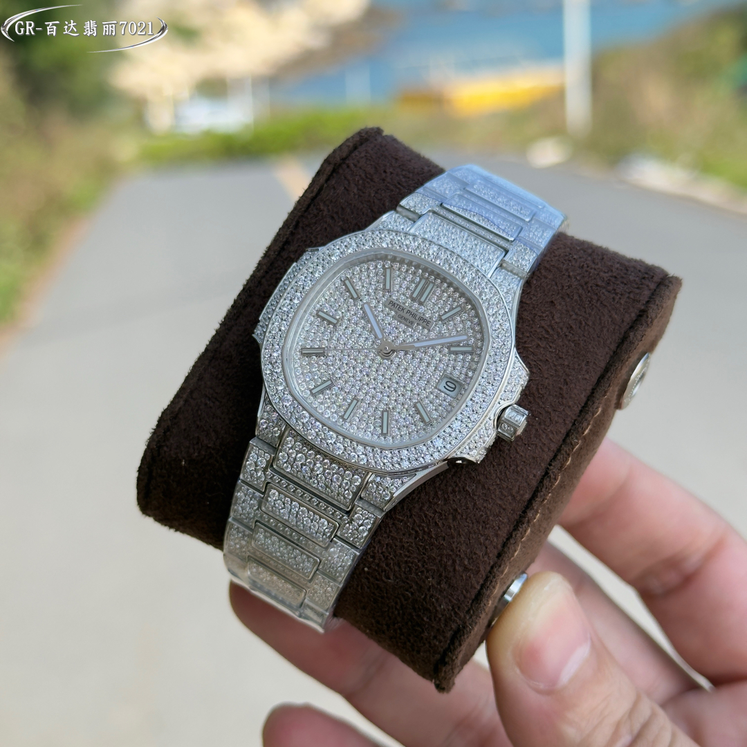 A classic timepiece, the Patek Philippe Women's Nautilus 7021 Full Diamond Limited Edition