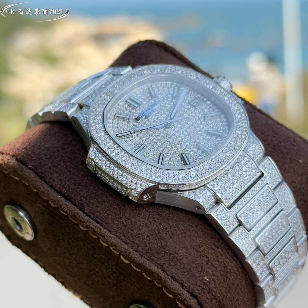 A classic timepiece, the Patek Philippe Women's Nautilus 7021 Full Diamond Limited Edition