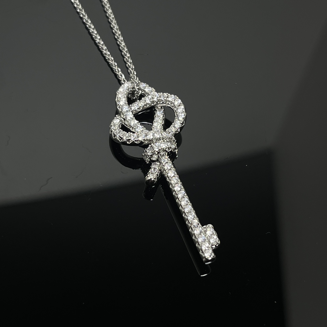 Tiffany necklace New braided rope knotted diamond key necklace