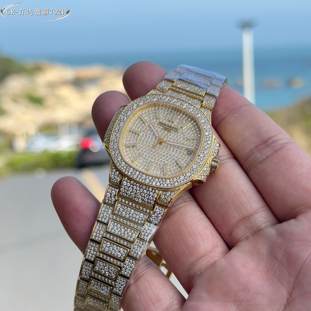 A classic timepiece, the Patek Philippe Women's Nautilus 7021 Full Diamond Limited Edition
