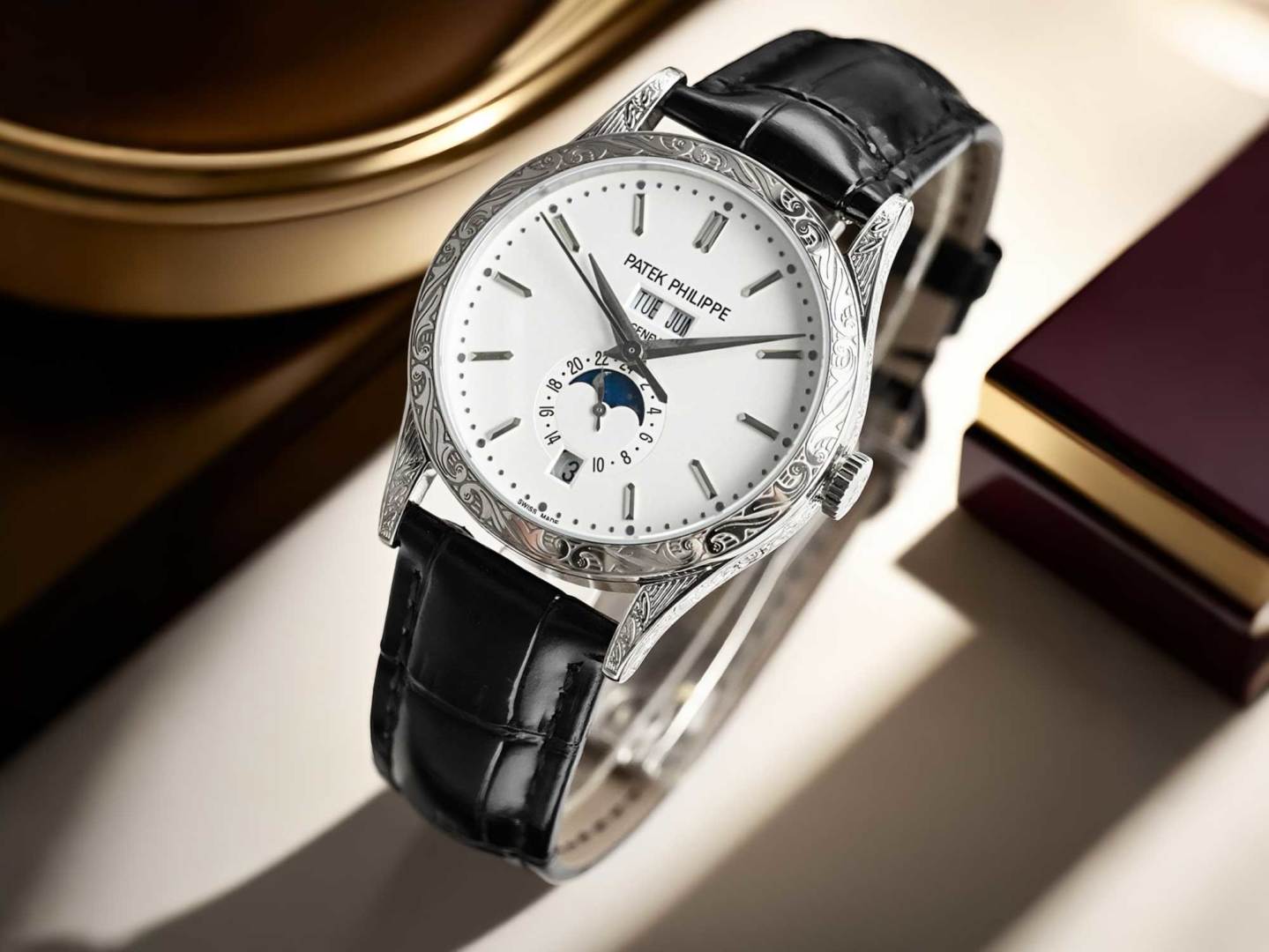 Engraved case Patek Philippe Complication Chronograph 5205G watch