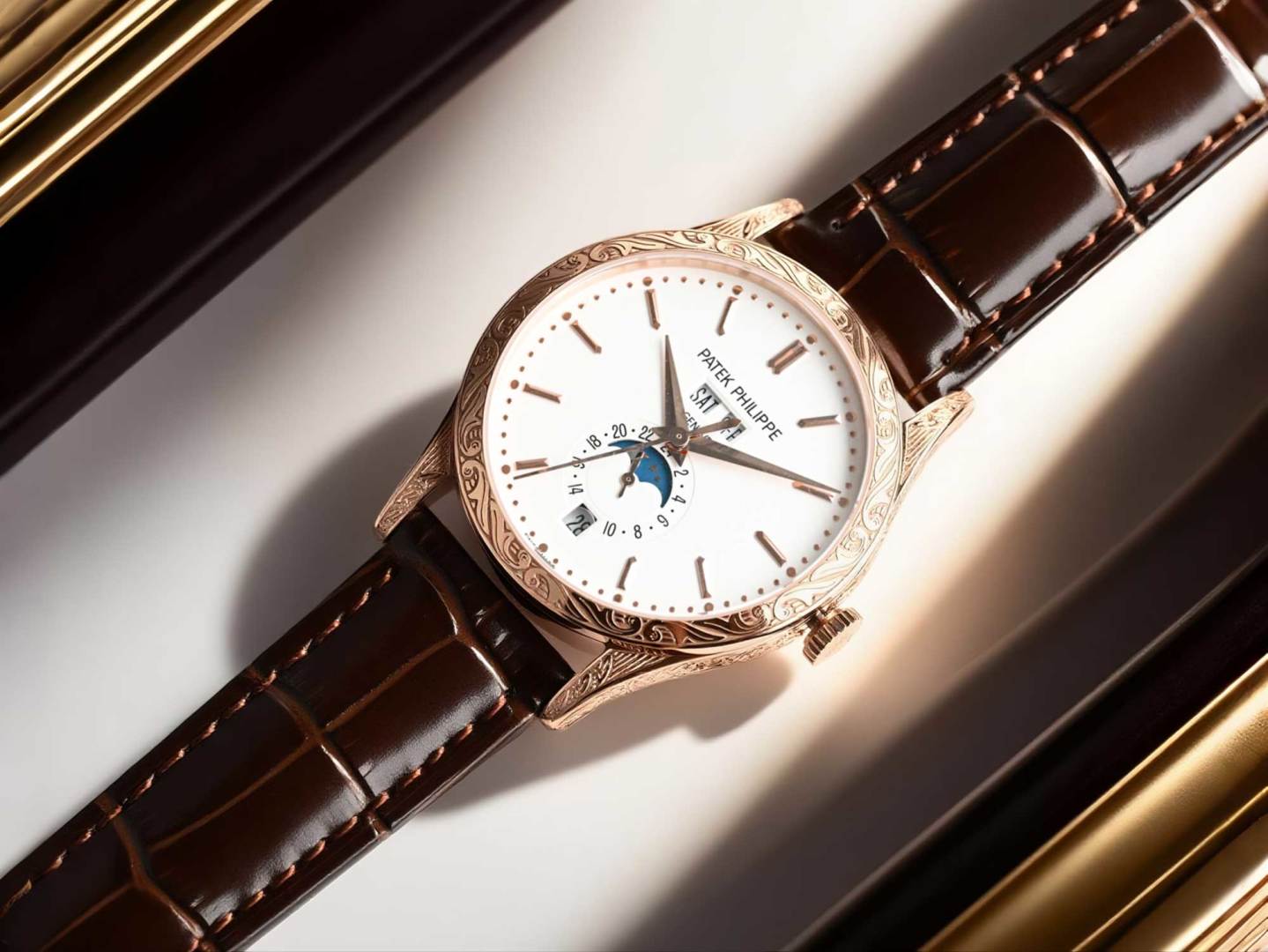 Engraved case Patek Philippe Complication Chronograph 5205G watch