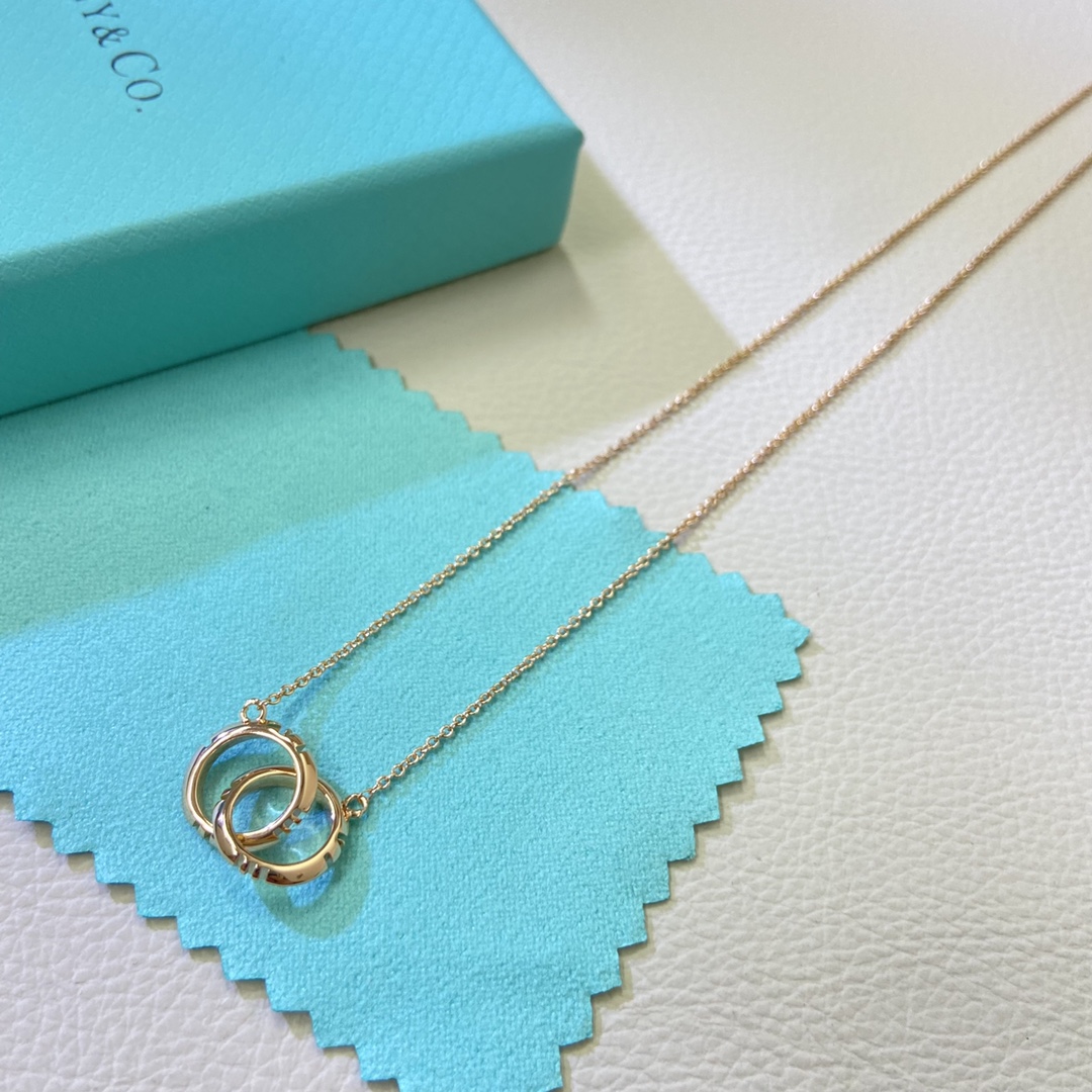 Tiffany necklace New Roman numeral double ring necklace rose gold, yellow gold, white gold