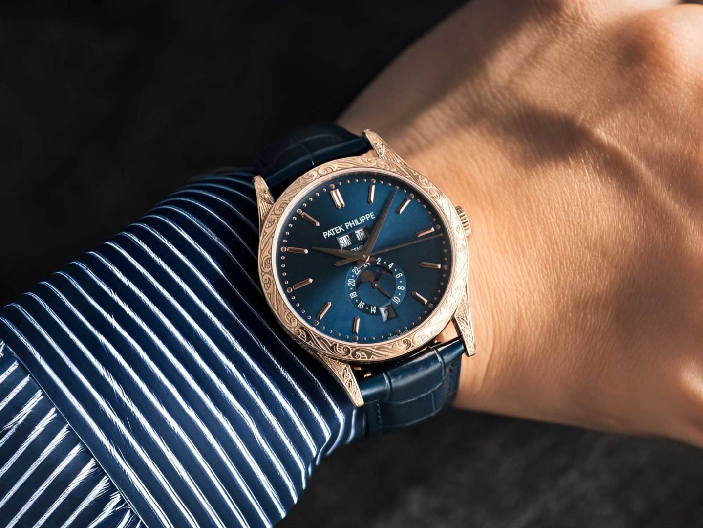 Engraved case Patek Philippe Complication Chronograph 5205G watch