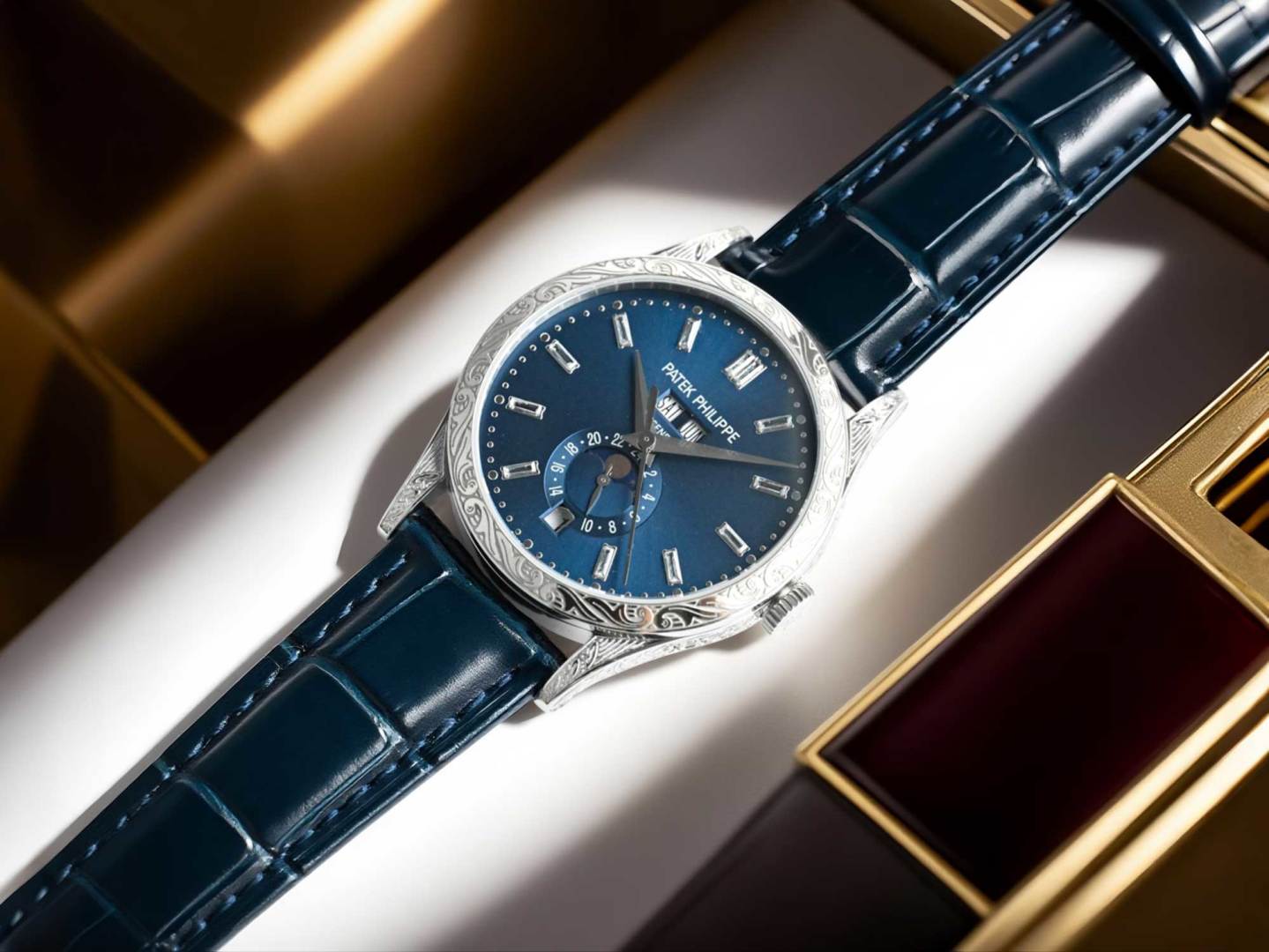 Engraved case Patek Philippe Complication Chronograph 5205G watch