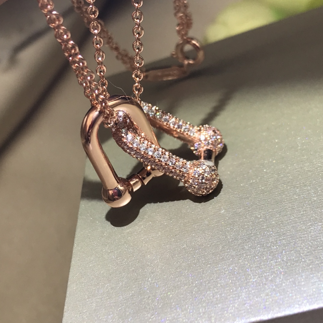 Tiffany necklace New glossy horseshoe necklace with diamonds Rose gold, white gold, yellow gold