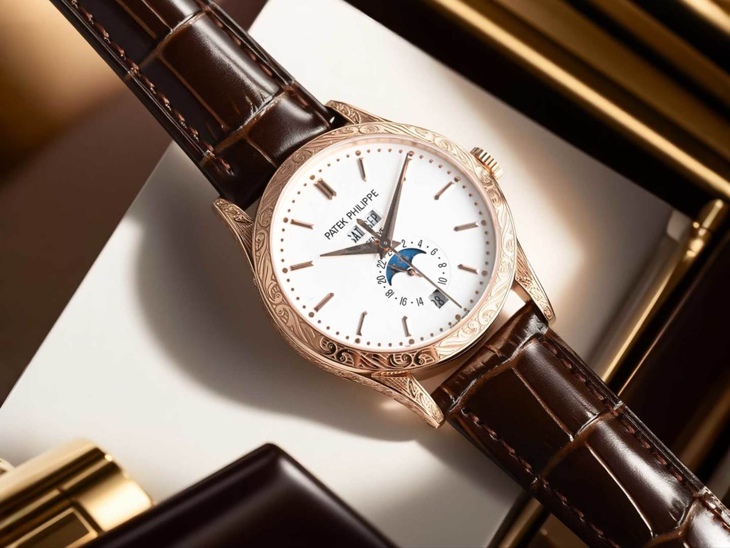 Engraved case Patek Philippe Complication Chronograph 5205G watch