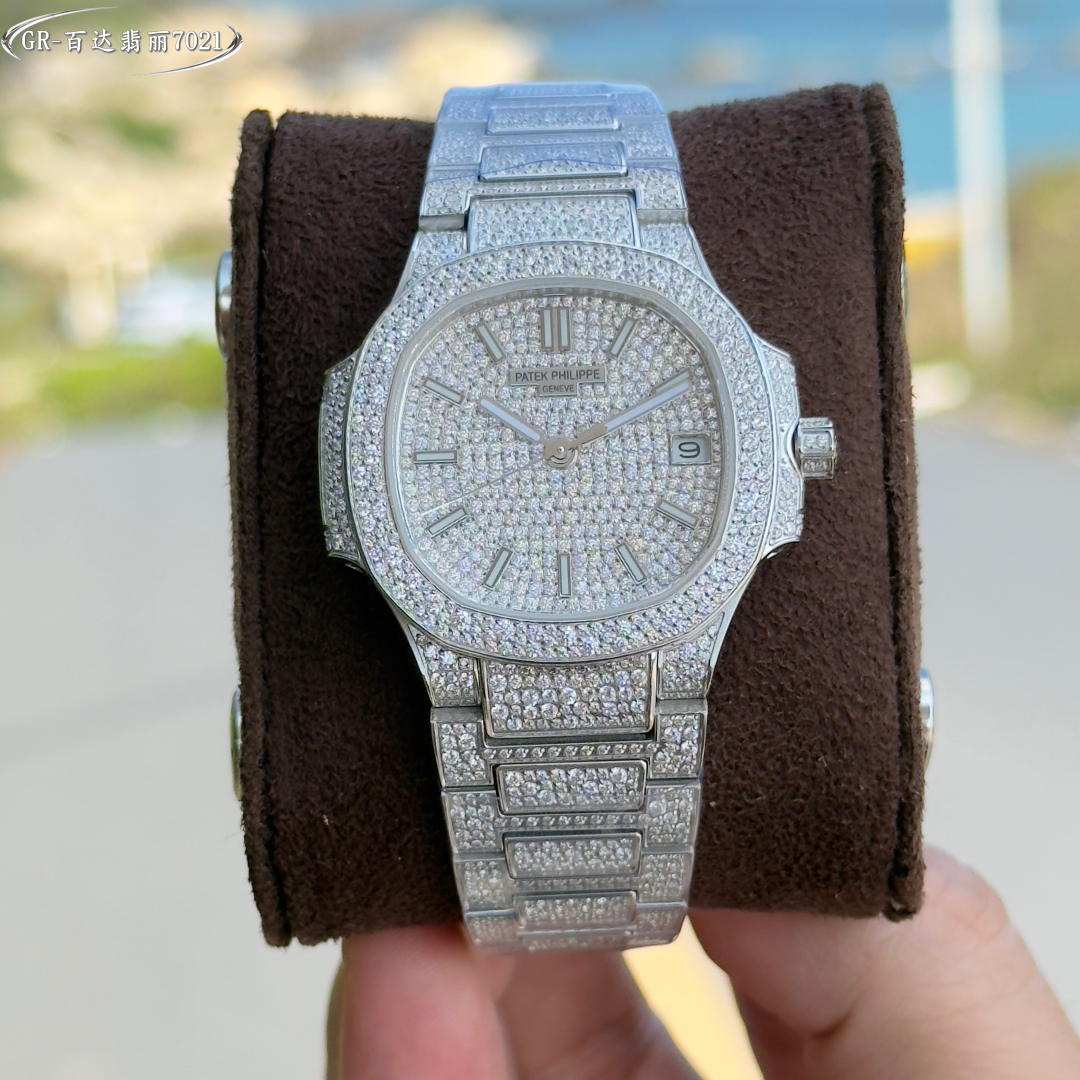 A classic timepiece, the Patek Philippe Women's Nautilus 7021 Full Diamond Limited Edition