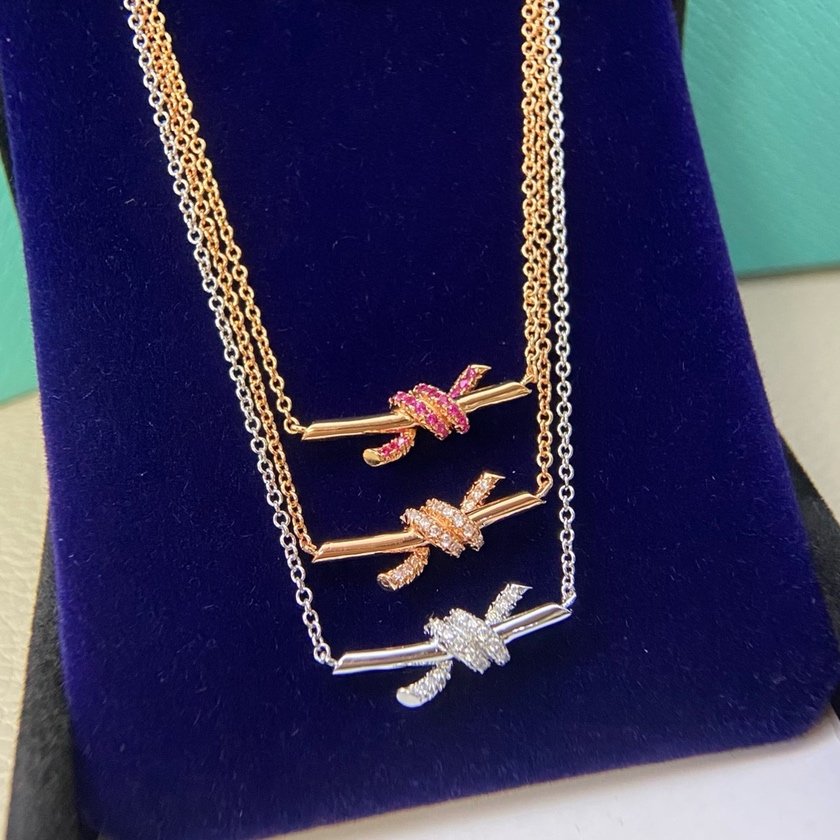 Tiffany necklace New mini half-diamond twisted rope kink necklace