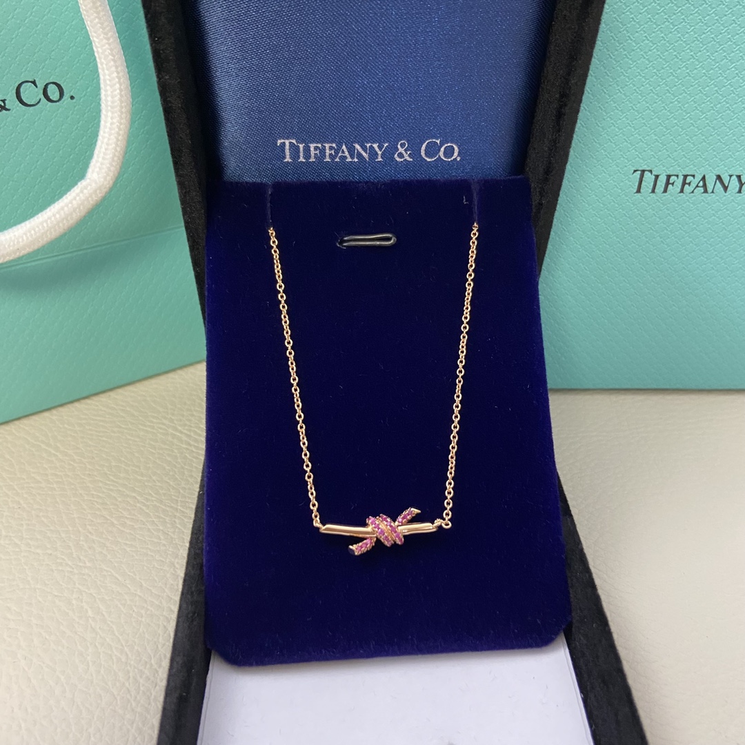 Tiffany necklace New mini half-diamond twisted rope kink necklace