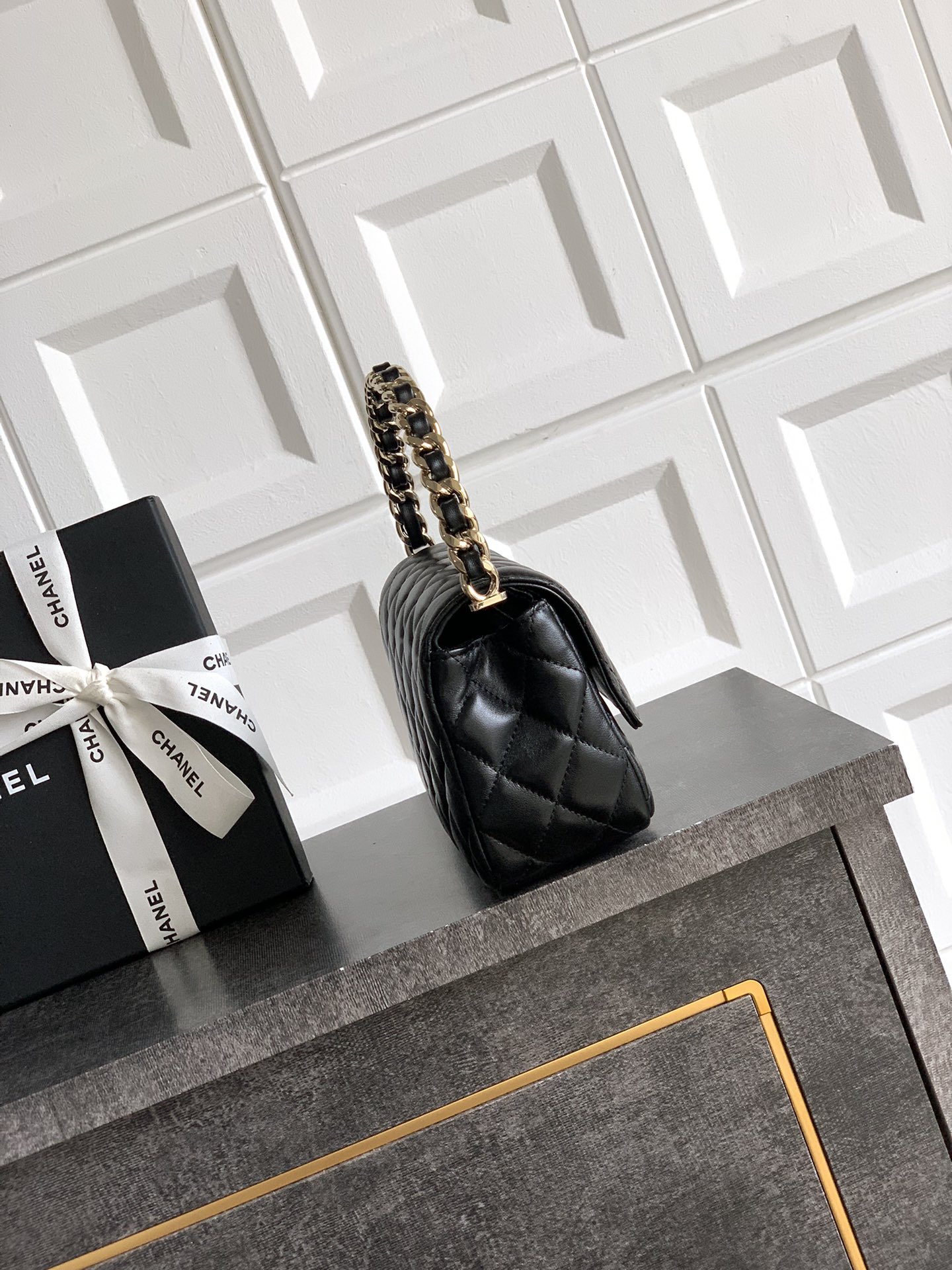 🐑 Sheepskin Black CHANEL 25P 🚩🚩🚩 Hidden Edition Handheld Evening Bag