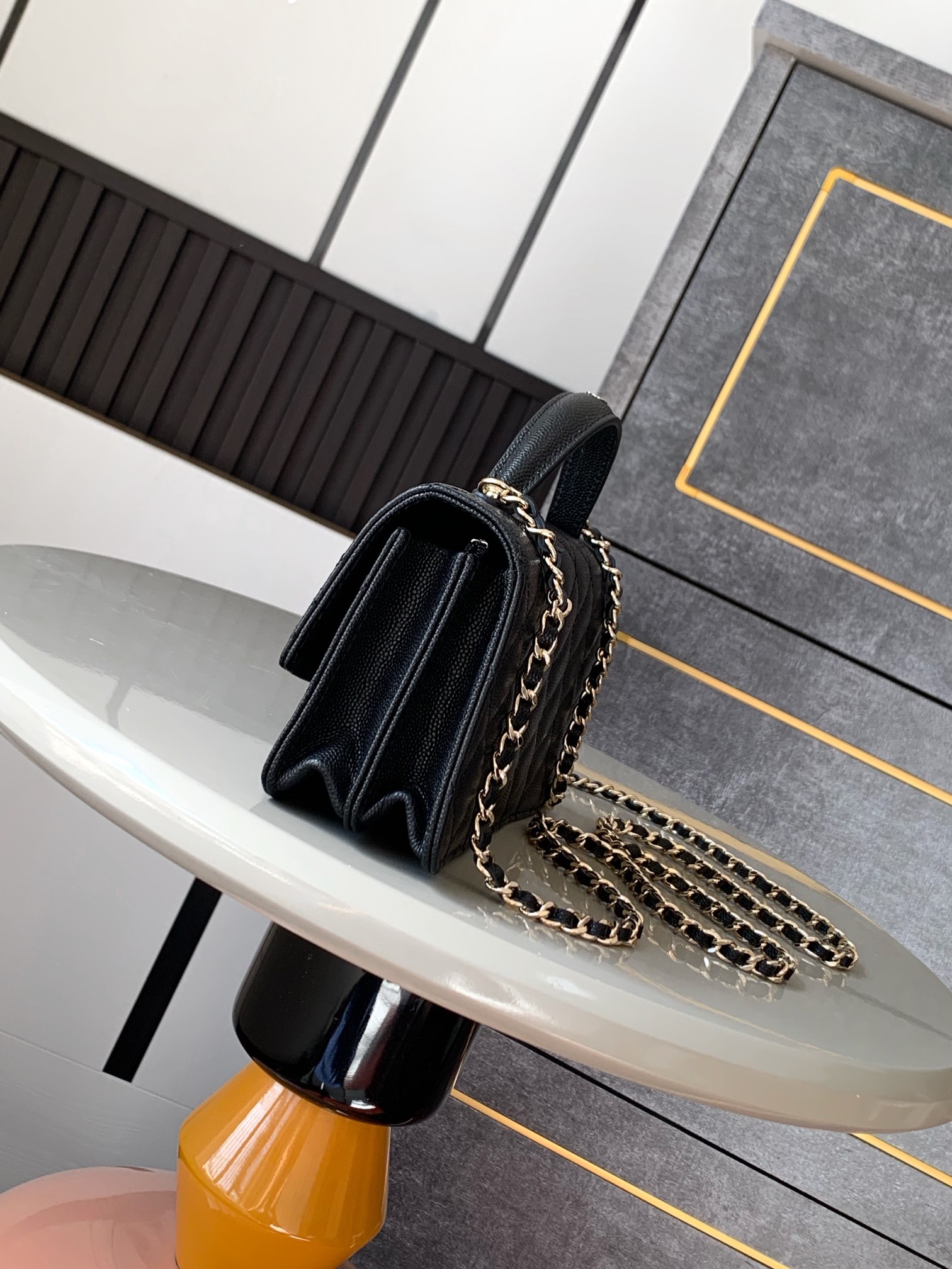 • 25C CHANEL Letter Handle Accordion Bag