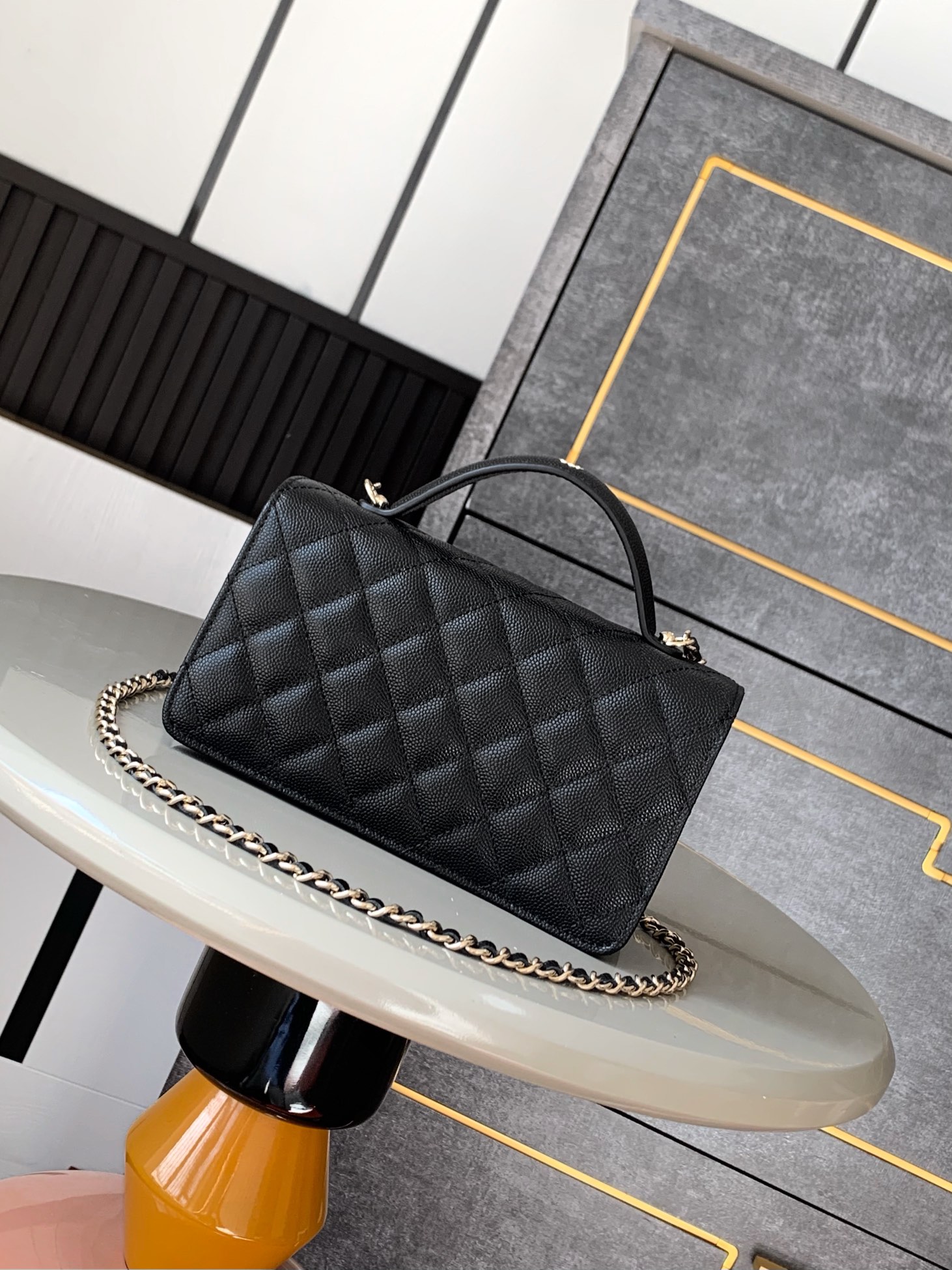 • 25C CHANEL Letter Handle Accordion Bag