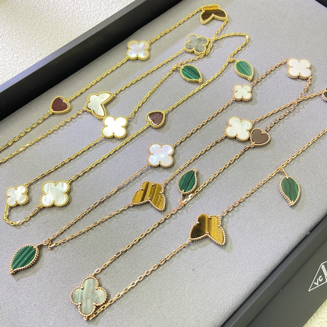 Van Cleef & Arpels Necklace New MCH.HF Leaf and Butterfly Floral Necklace Gold Rose Gold