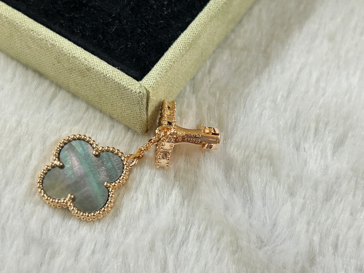 VCA Van Cleef & Arpels 2-Flower Grey Mother-of-Pearl Diamond Earrings