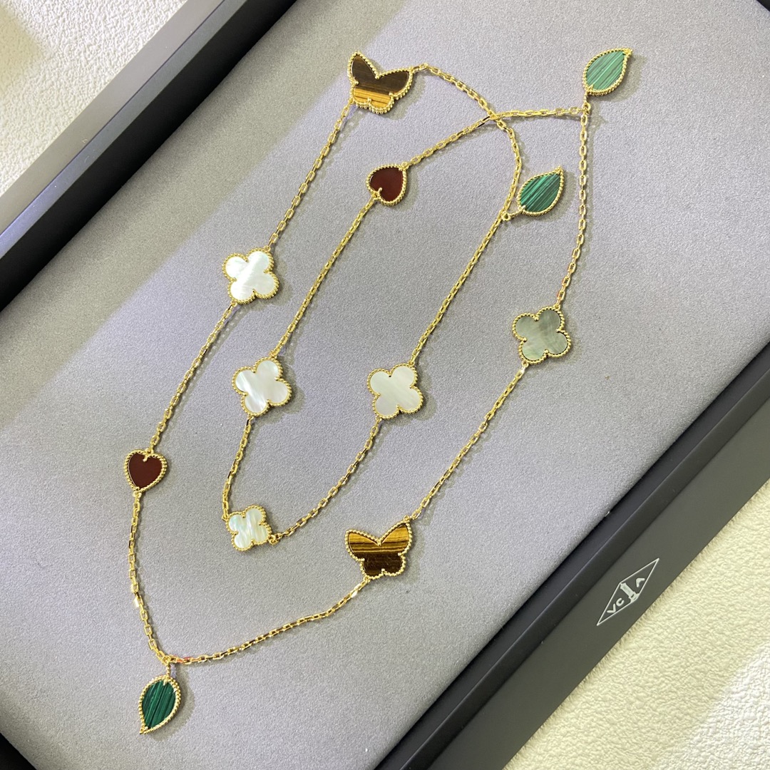 Van Cleef & Arpels Necklace New MCH.HF Leaf and Butterfly Floral Necklace Gold Rose Gold