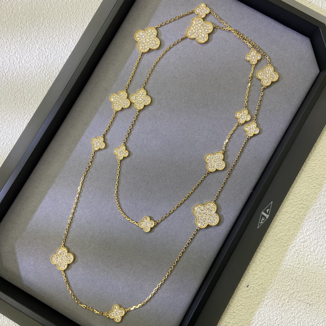 Van Cleef & Arpels Necklace Irregular 16-Flower Long Necklace Sweater Chain