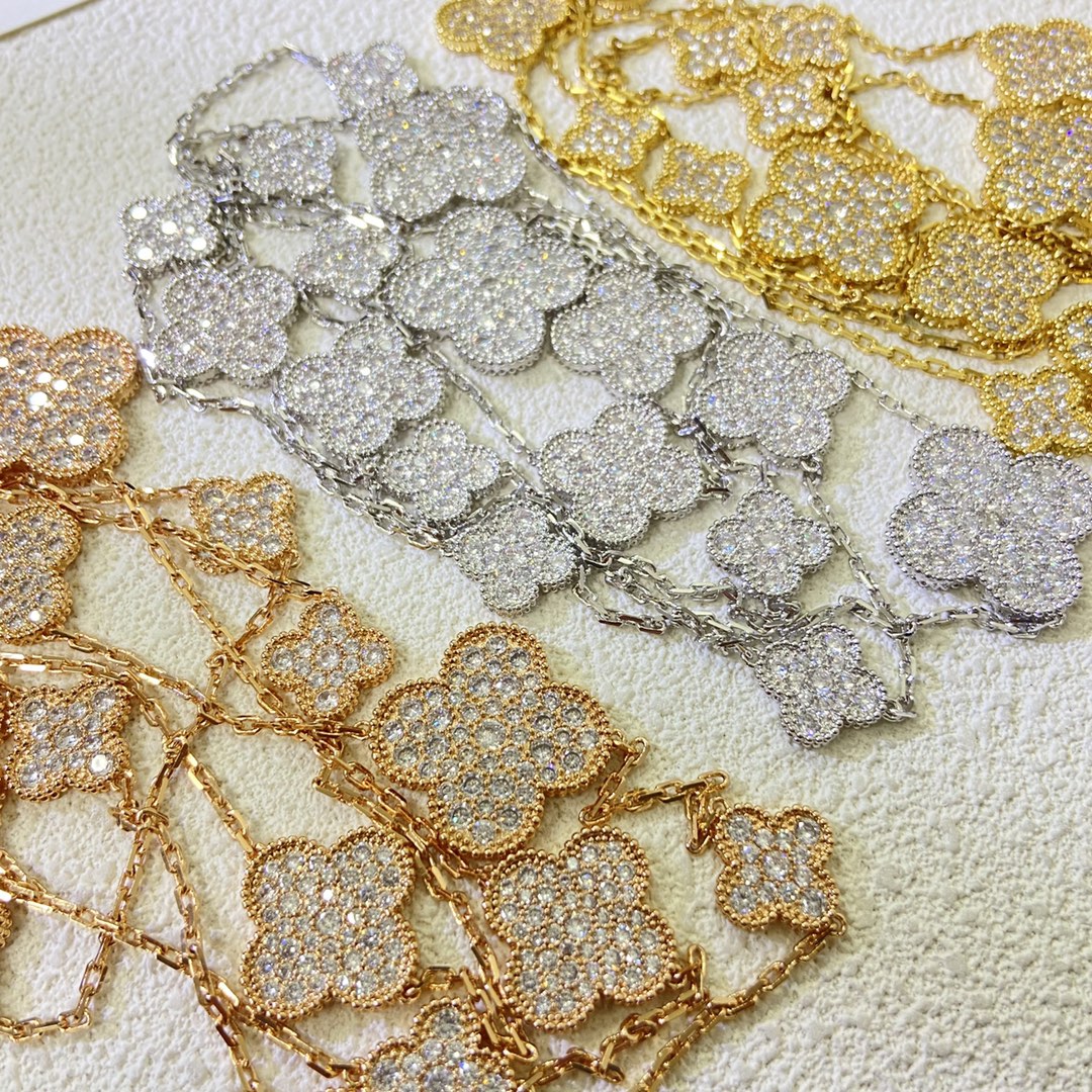 Van Cleef & Arpels Necklace Irregular 16-Flower Long Necklace Sweater Chain