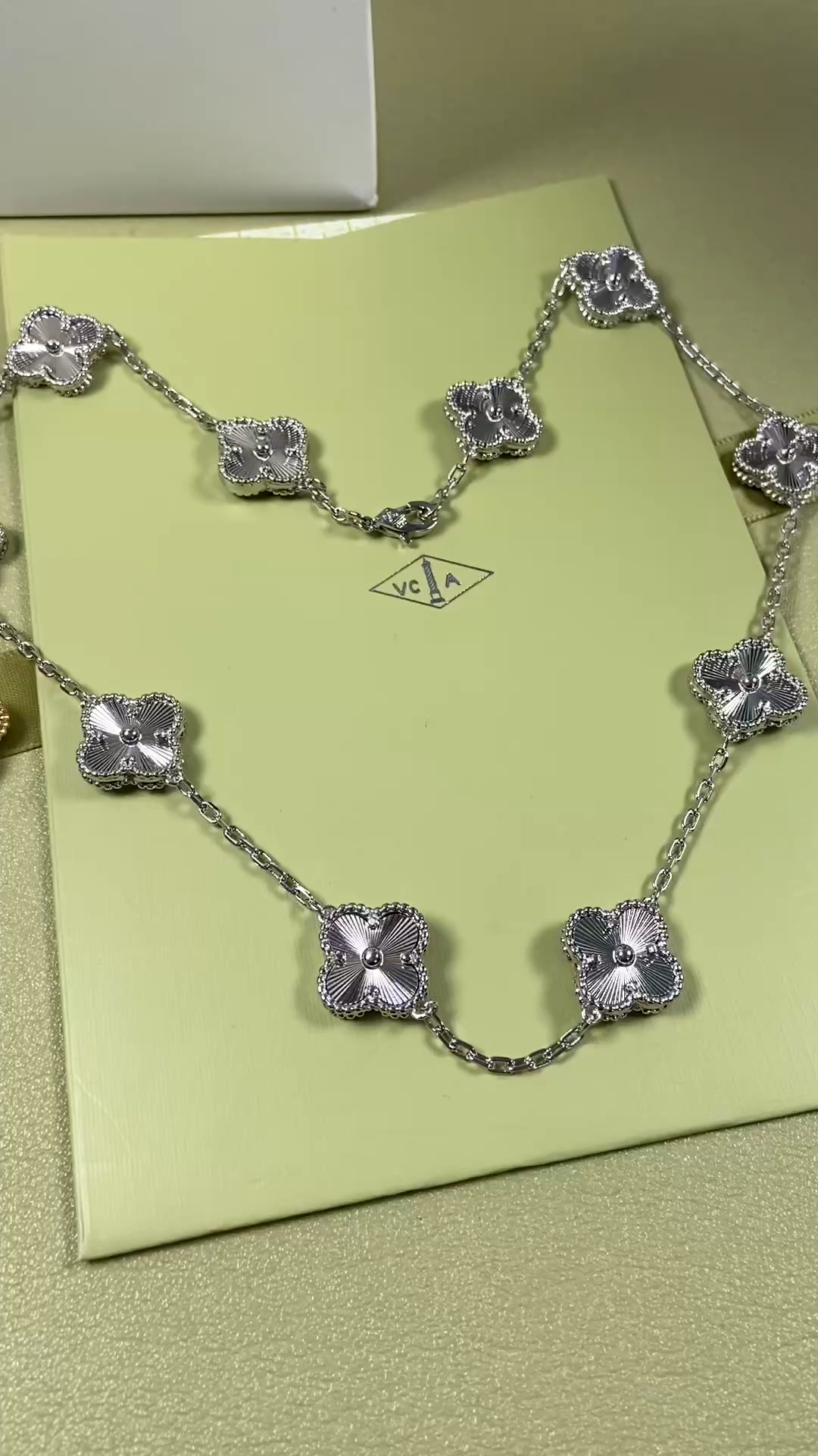 VCA Van Cleef & Arpels Ten-Flower Laser With Diamond Necklace Platinum, Rose Gold, Yellow Gold