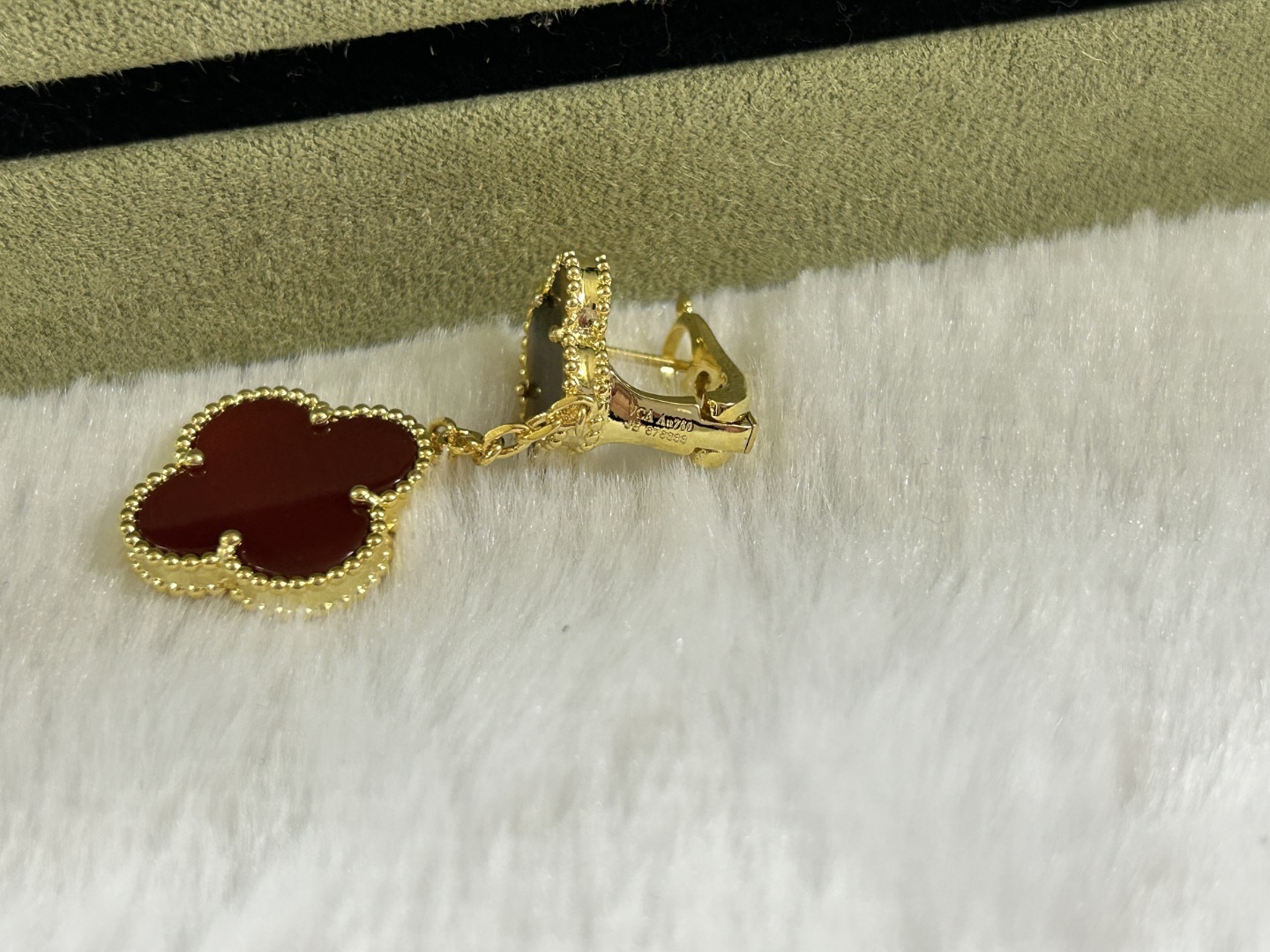 VCA Van Cleef & Arpels 2-Flower Tiger's Eye and Red Agate Ear Clips