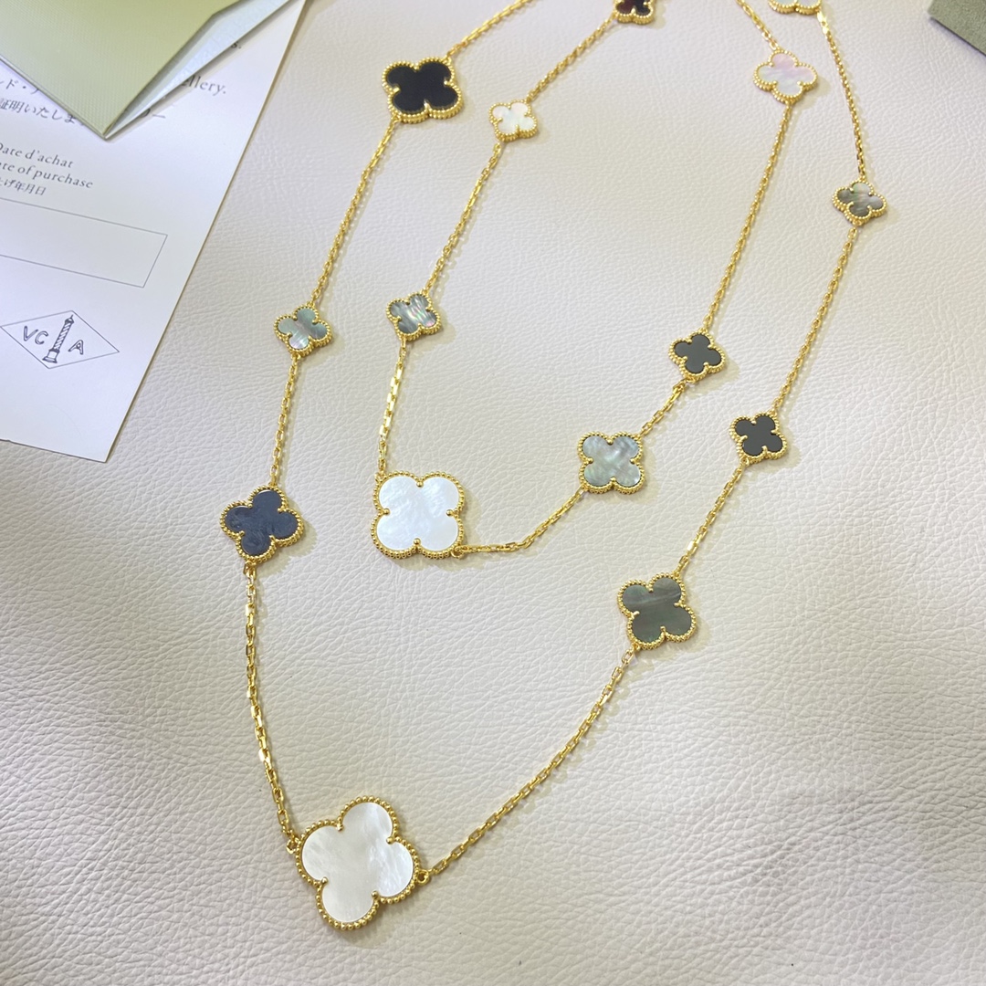 Van Cleef & Arpels Necklace Irregular 16-Flower Long Necklace Sweater Chain