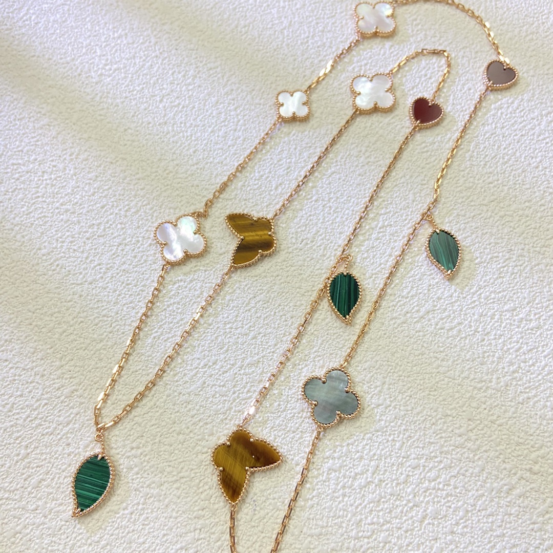 Van Cleef & Arpels Necklace New MCH.HF Leaf and Butterfly Floral Necklace Gold Rose Gold
