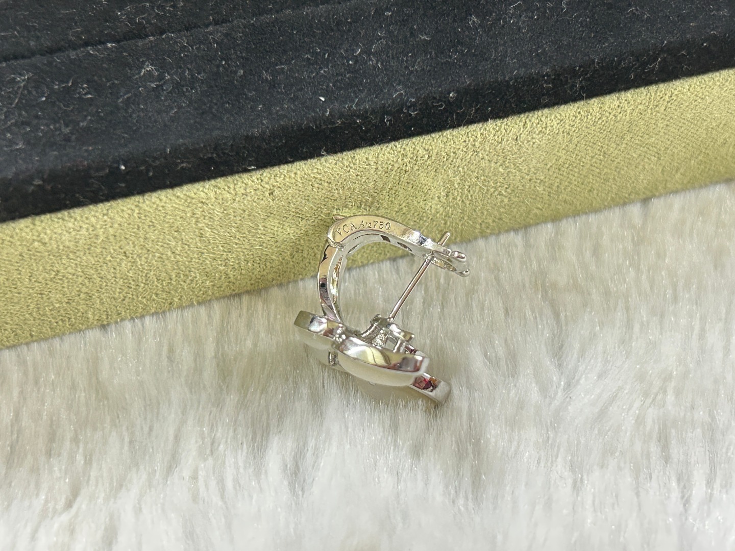 VCA Van Cleef & Arpels Butterfly White Diamond Earrings, Platinum, Rose Gold, Yellow Gold