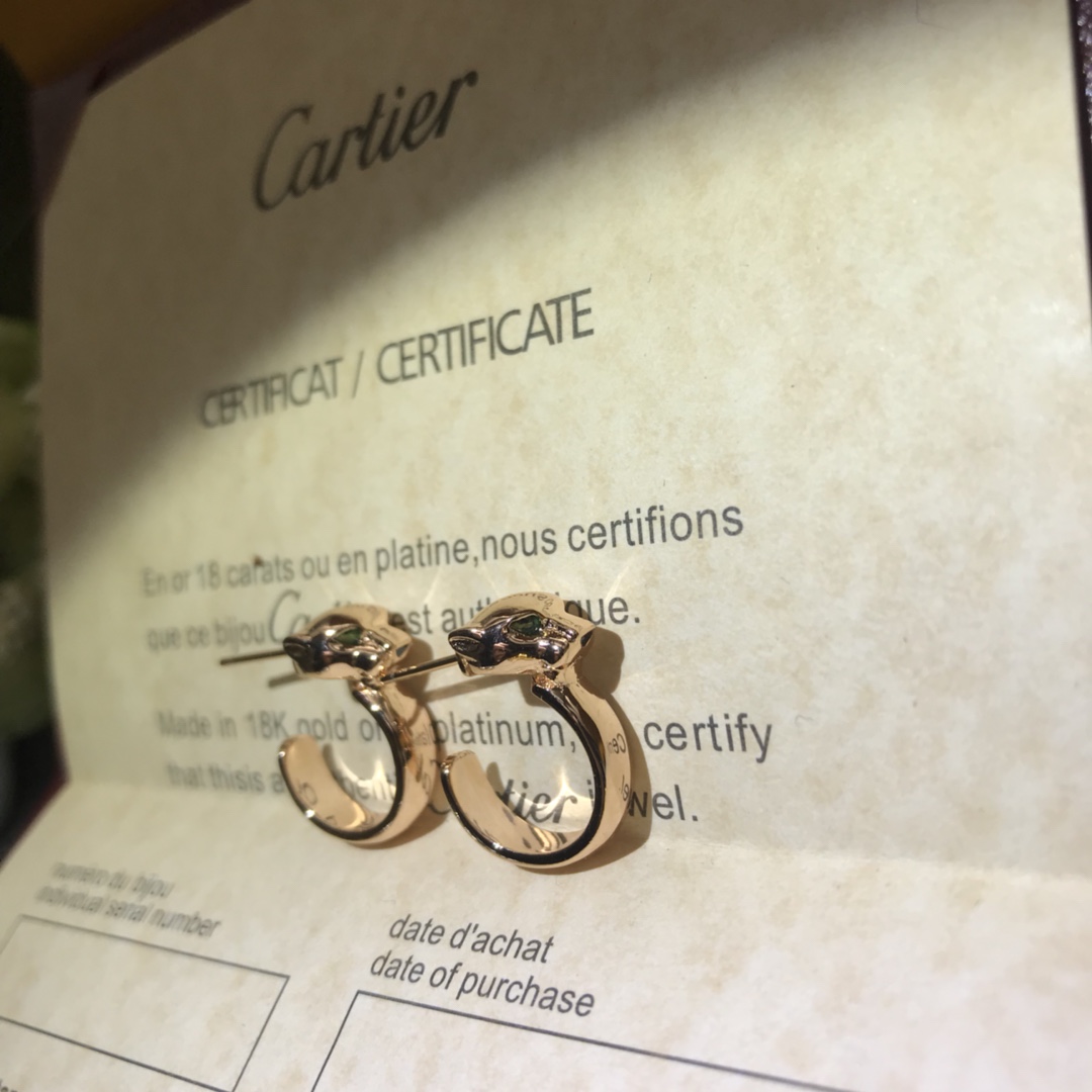 Cartier Earrings New Leopard Head Fully Diamond-Studded Earrings High Version with Steel Stamp Rose Gold, White Gold, Yellow Gold In Stock