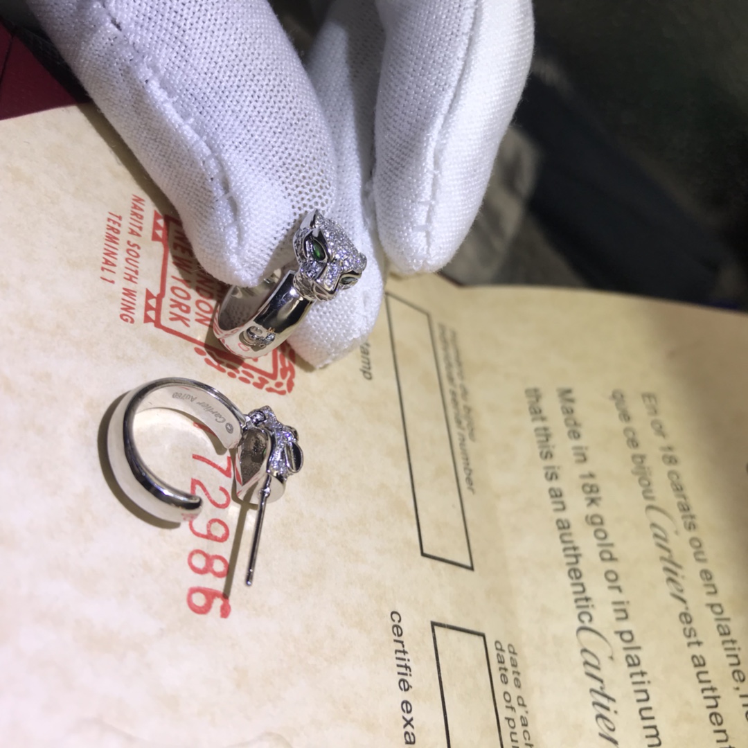 Cartier Earrings New Leopard Head Fully Diamond-Studded Earrings High Version with Steel Stamp Rose Gold, White Gold, Yellow Gold In Stock