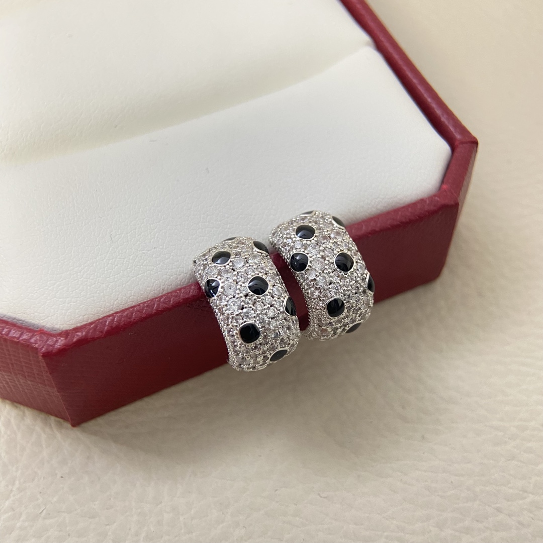 Cartier Earrings New Full-Diamond Spotted Stud Earrings