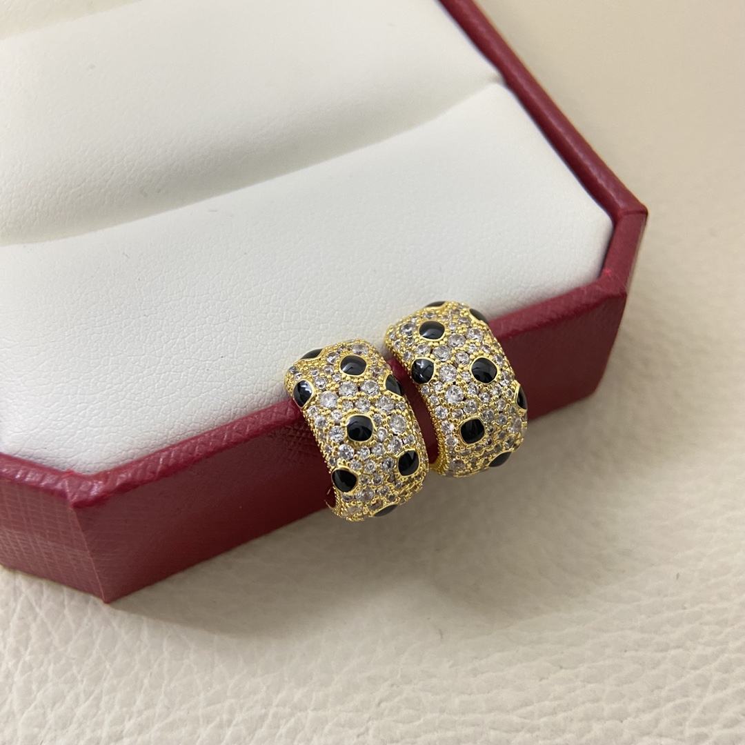 Cartier Earrings New Full-Diamond Spotted Stud Earrings