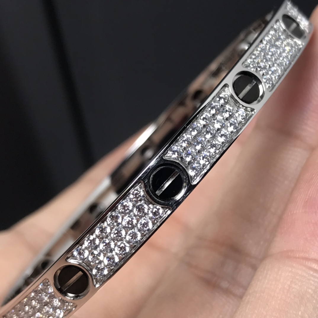 Cartier Bangle Classic Model with Black Studs All Around Starry Bracelet Sizes: 16, 17, 18, 19
