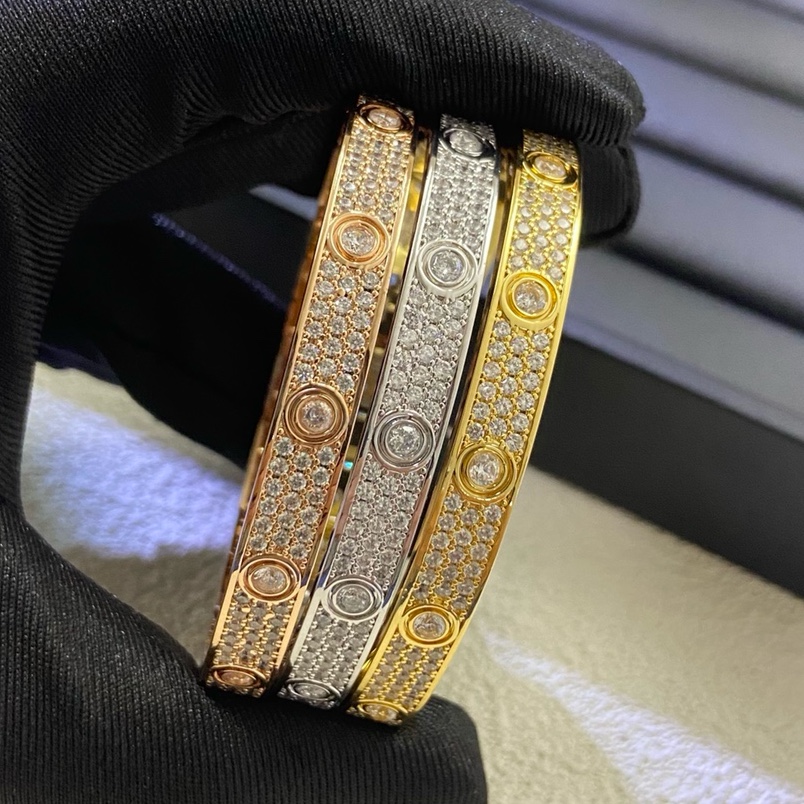 Cartier Bangle Full Diamond Star Main Stone with Triple Row Diamond Clasp Bangle