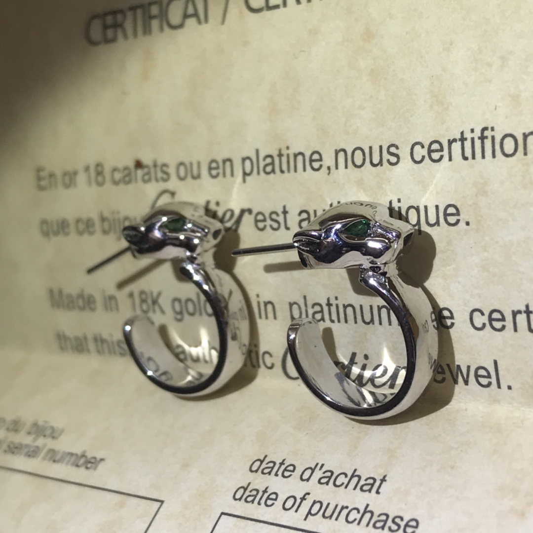 Cartier Earrings New Leopard Head Fully Diamond-Studded Earrings High Version with Steel Stamp Rose Gold, White Gold, Yellow Gold In Stock