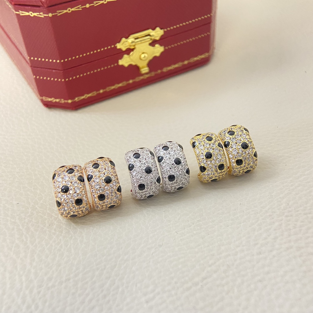 Cartier Earrings New Full-Diamond Spotted Stud Earrings