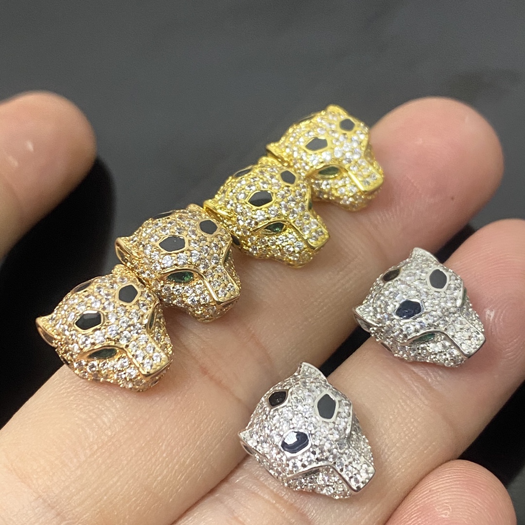 Cartier Earrings New Full Diamond Spotted Panther Head Earrings
