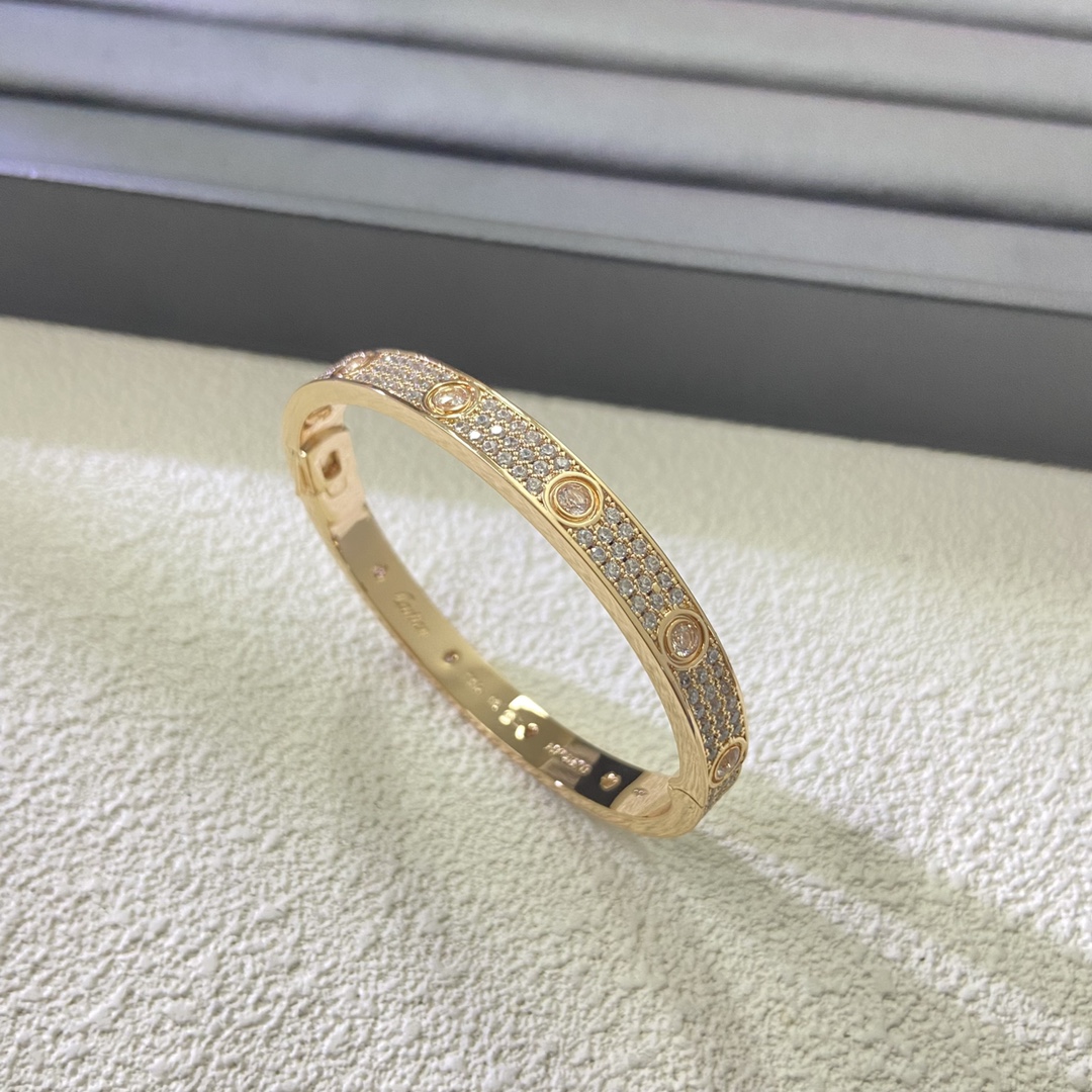 Cartier Bangle Full Diamond Star Main Stone with Triple Row Diamond Clasp Bangle