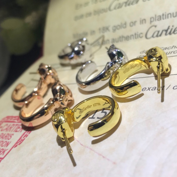 Cartier Earrings New Leopard Head Fully Diamond-Studded Earrings High Version with Steel Stamp Rose Gold, White Gold, Yellow Gold In Stock