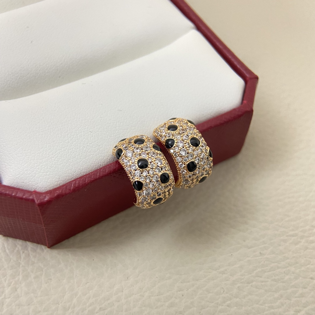 Cartier Earrings New Full-Diamond Spotted Stud Earrings