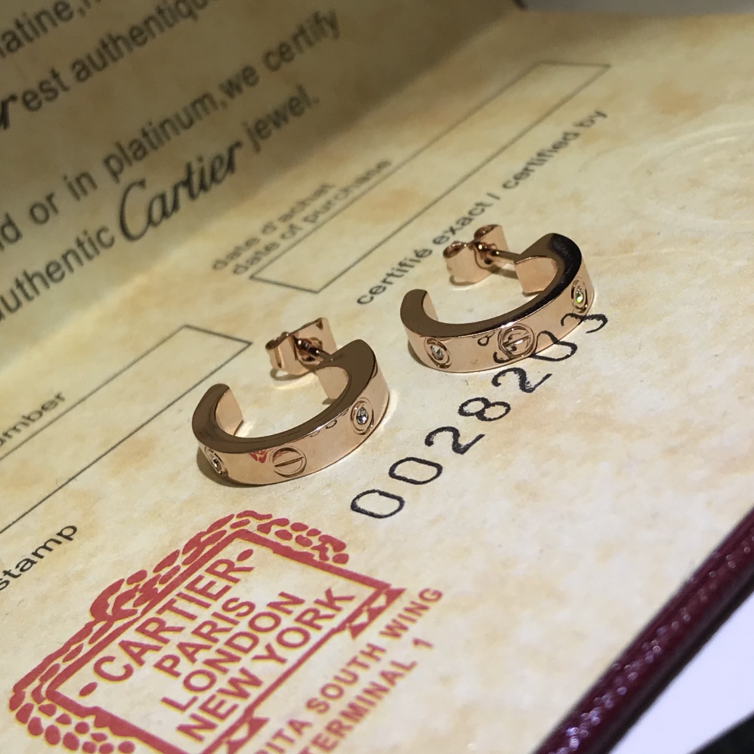 Cartier Earrings Classic Screw Earrings With Diamonds Without Diamonds Gold White Gold Rose Gold