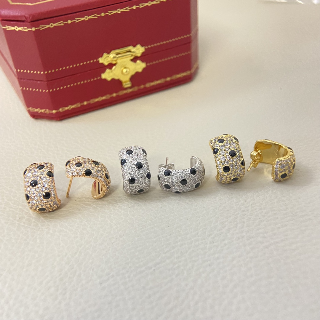 Cartier Earrings New Full-Diamond Spotted Stud Earrings