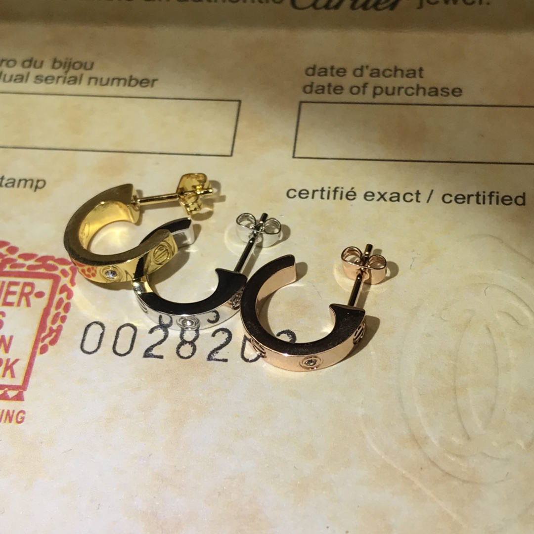 Cartier Earrings Classic Screw Earrings With Diamonds Without Diamonds Gold White Gold Rose Gold