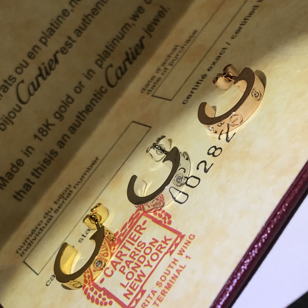 Cartier Earrings Classic Screw Earrings With Diamonds Without Diamonds Gold White Gold Rose Gold