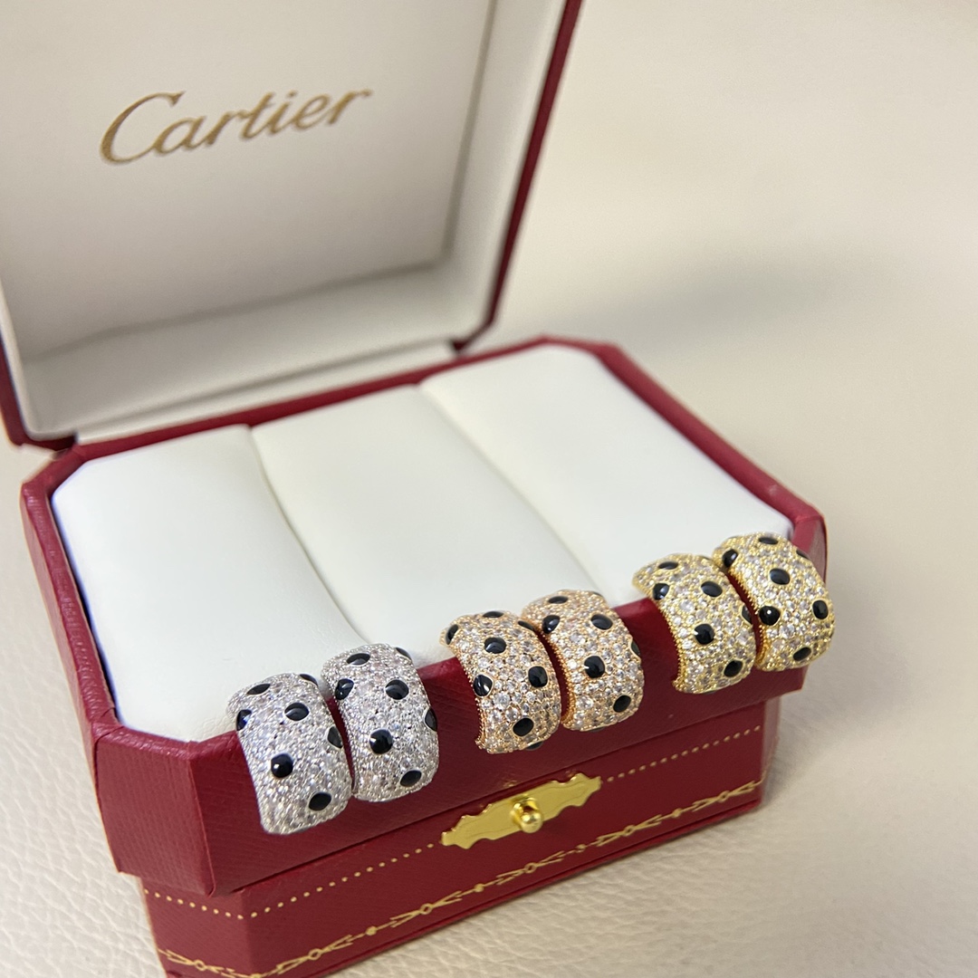 Cartier Earrings New Full-Diamond Spotted Stud Earrings
