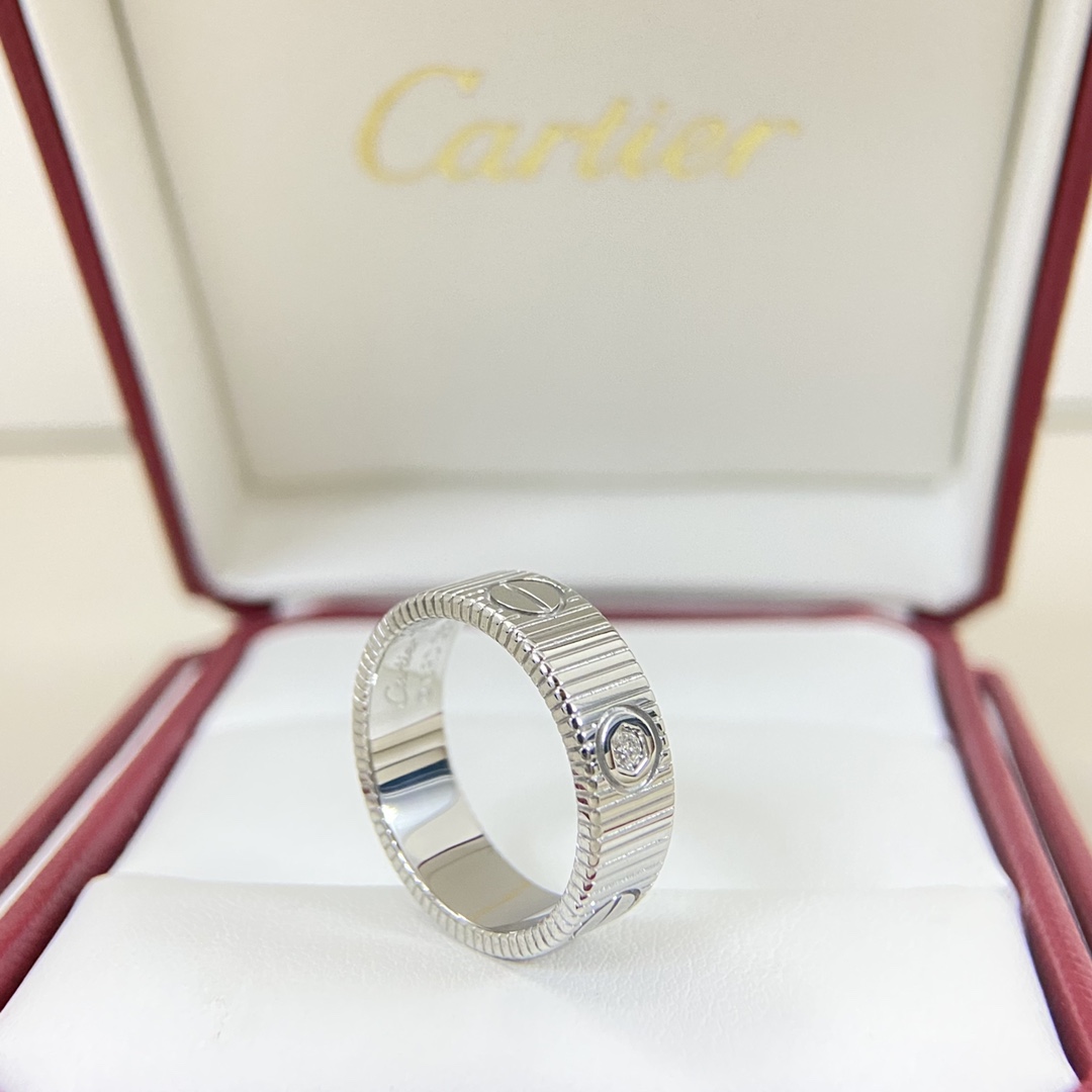 Cartier Ring New Striped Three-Diamond Screw Ring Size: 5-11