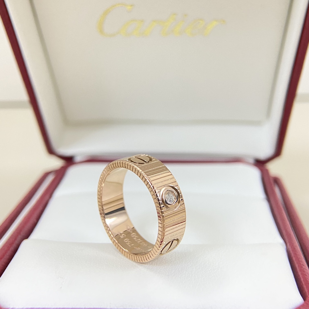 Cartier Ring New Striped Three-Diamond Screw Ring Size: 5-11
