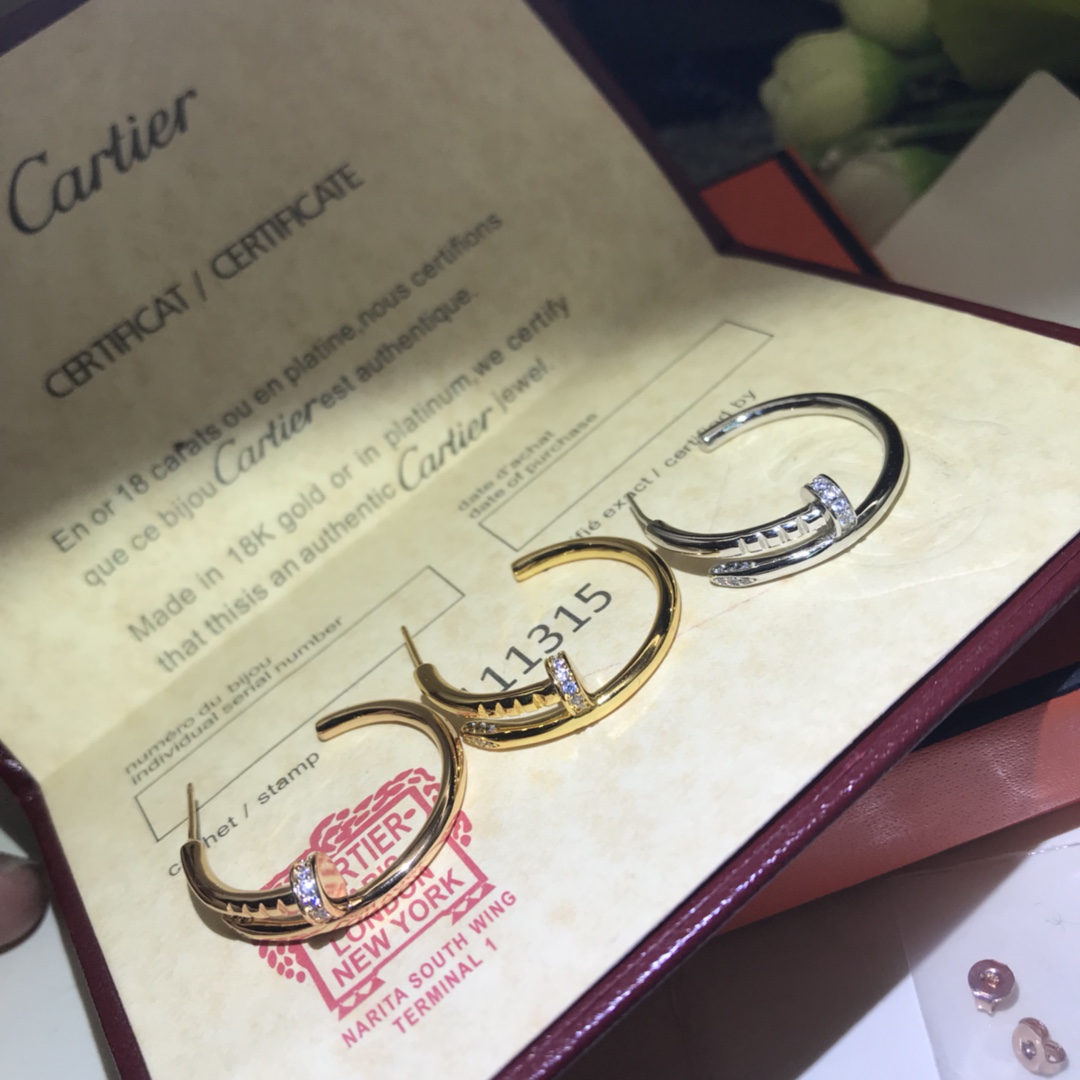 Cartier Stud Earrings New Head-to-Tail Diamond Stud Hoop In Stock High Quality