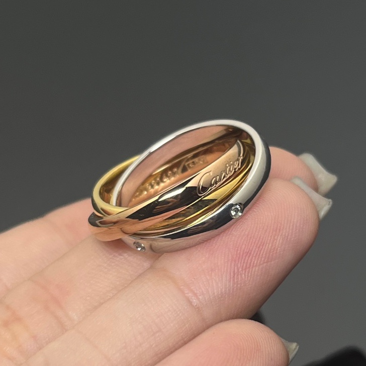 Cartier Ring New Diamond-Set Three-Band Tricolor Ring Size: 5-11