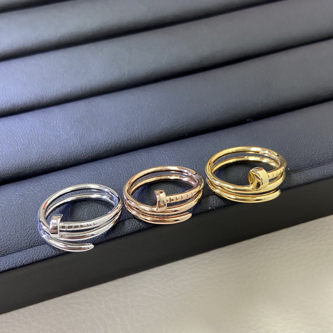 Cartier Ring New Smooth Triple Band Nail Ring Size: 6, 7, 8