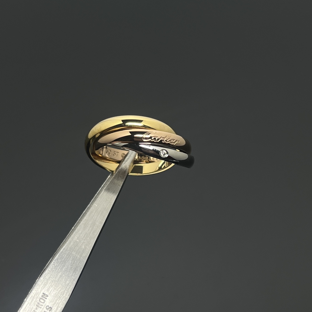 Cartier Ring New Diamond-Set Three-Band Tricolor Ring Size: 5-11